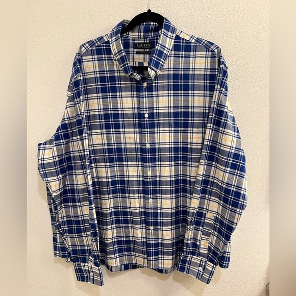 Ralph Lauren Men's XXL Blue and Yellow Plaid Button Down Shirt - Picture 1 of 3